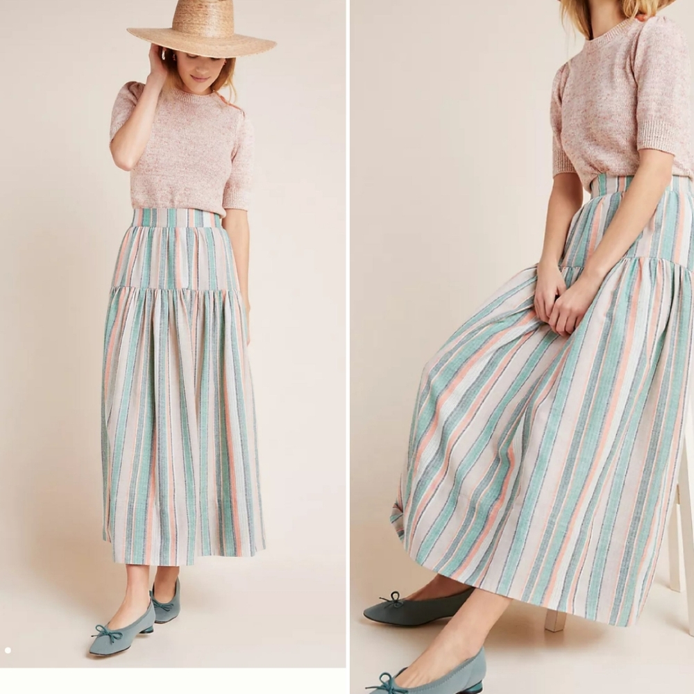 Anthropologie Virginia Striped Maxi Skirt